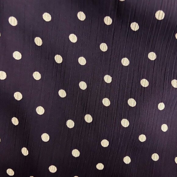 Harper Rose V-Neck Flutter Sleeve Dress Dark Purple Beige Dots Large 12 - Picture 2 of 12